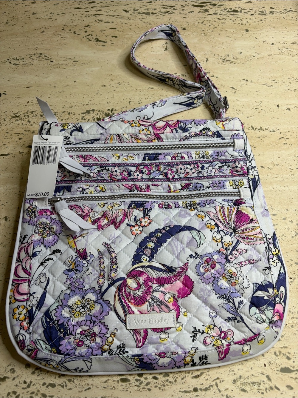 Vera Bradley iconic Triple Zip Hipster Hummingbird Park